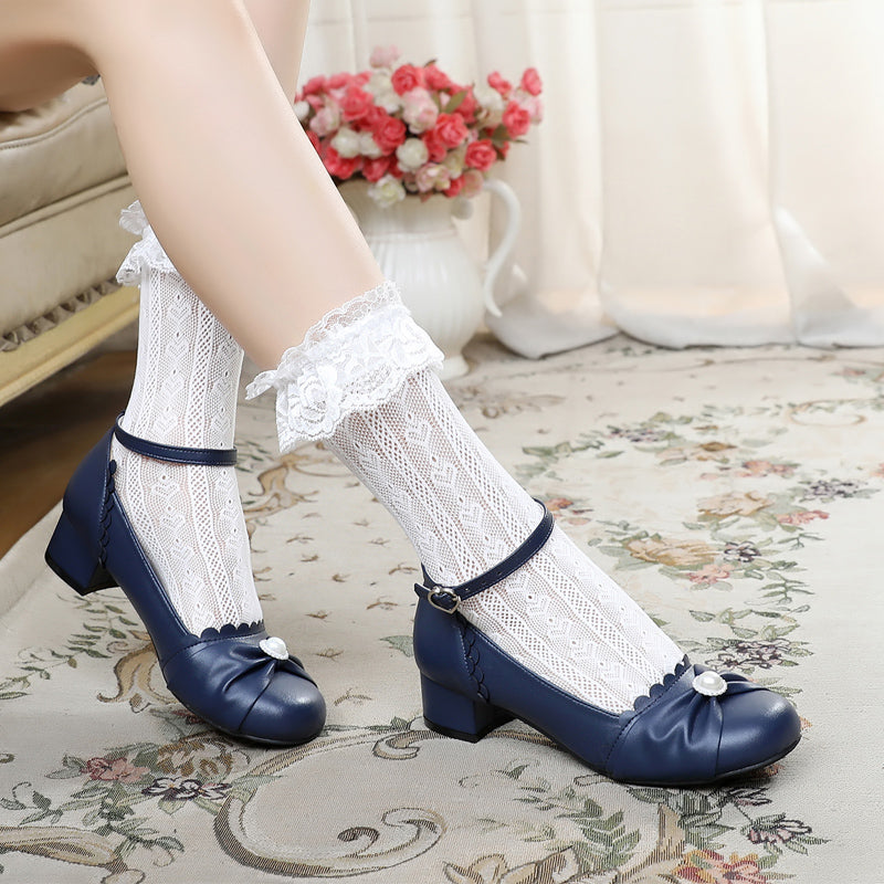 Sosic - Shell Dew - Sweet Lolita Bow Round Toe Shoes