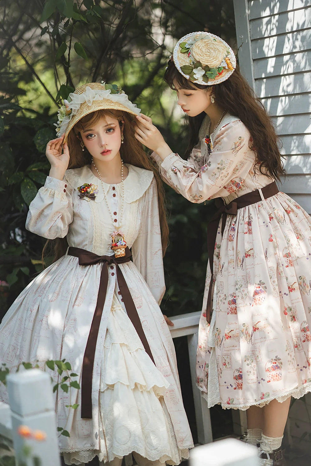 Miss Point - Chubby Fox in the Forest - Customized Lolita Skirt Embroidery Lace Cotton Lolita Skirt