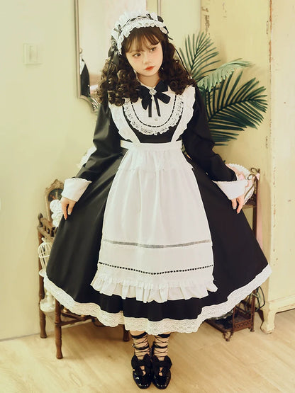 Hezi's Cat Haven - Black Cat Butler - Maid Lolita OP Dress Elegant Black and White Dress