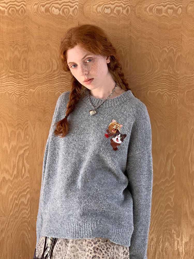 Kitten knitted sweater【s0000009842】