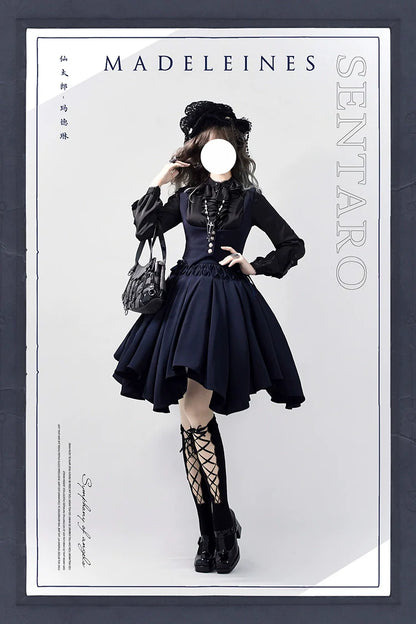 Sentaro - Pleated Irregular Knit Floral Slim Fit Vest and Half Skirt Set