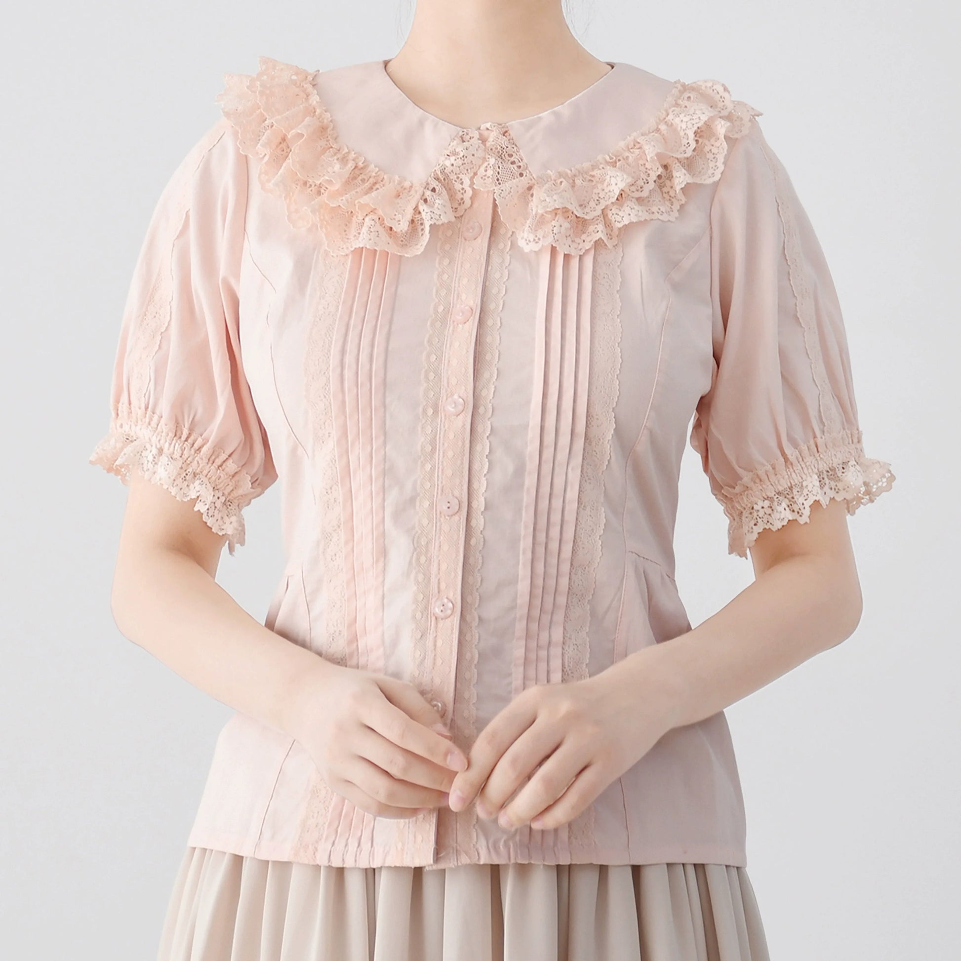 MIST - Hyde Garden - Cotton Lolita Blouse Puff Short Sleeve Shirt