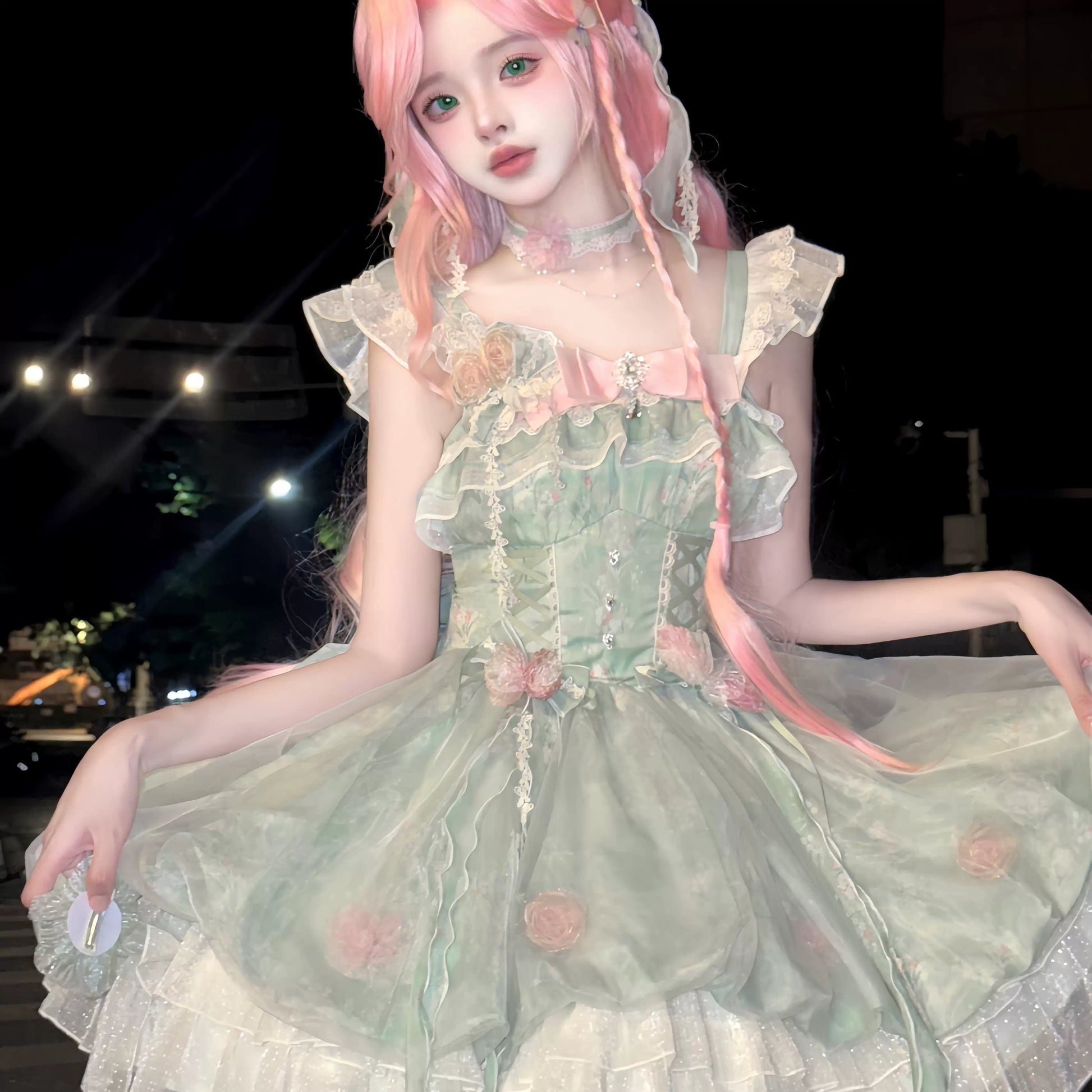 Platycodon House - Floral Magician - Sweet Lolita Dress Floral Print Short Length JSK