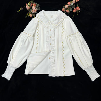 DMFS Lolita - Sweet Lolita Blouse Vintage Mutton Sleeves Winter Lolita Shirt