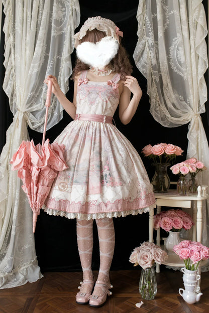 Moon River - Swan Lake Mirror - Pink Sweet Lolita Print JSK Dress