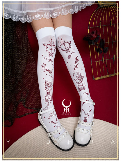 Yidhra - Angel&Devil - Gothic Lolita Pantyhose Printed Goth Tights