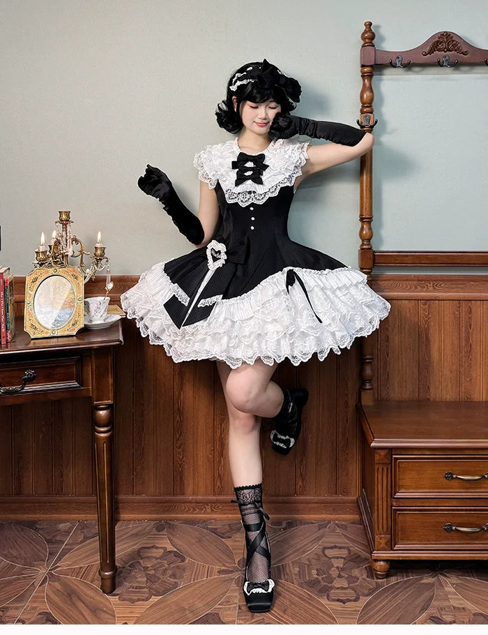 Alice Girl - Arrogant Miss - Sweet Lolita Jumper Dress with Tiered Lace Dress