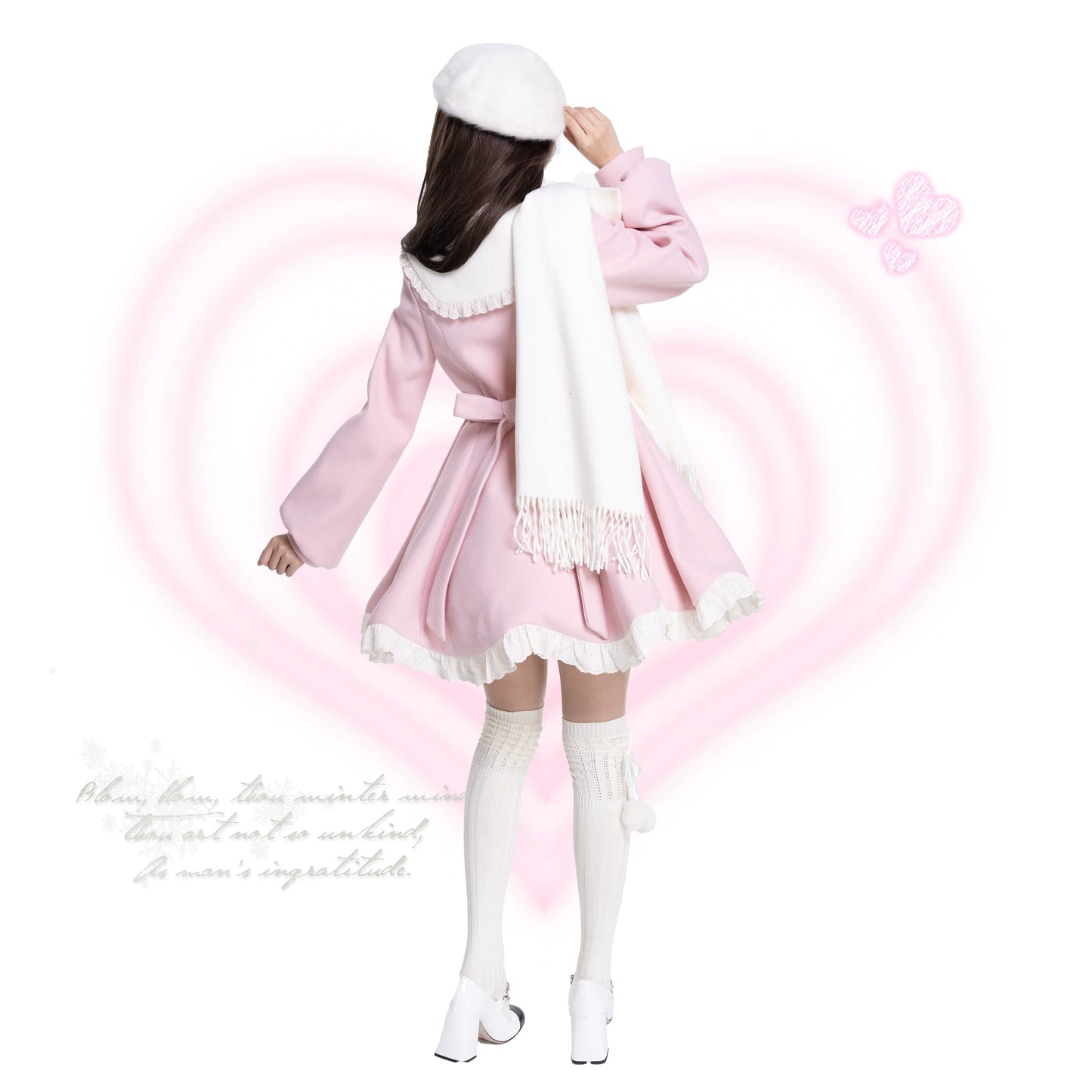 Platycodon House - Winter Love Song - Winter Sweet Lolita Coat Korean Style Overcoat Bow Scarf