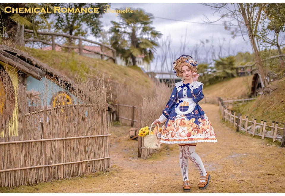 Chemical Romance - Freshly Baked Bread - Sweet Lolita OP Dress Long Sleeve Dress