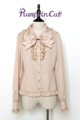 Pumpkin Cat - Gold Trim Long Sleeve Lolita Blouse