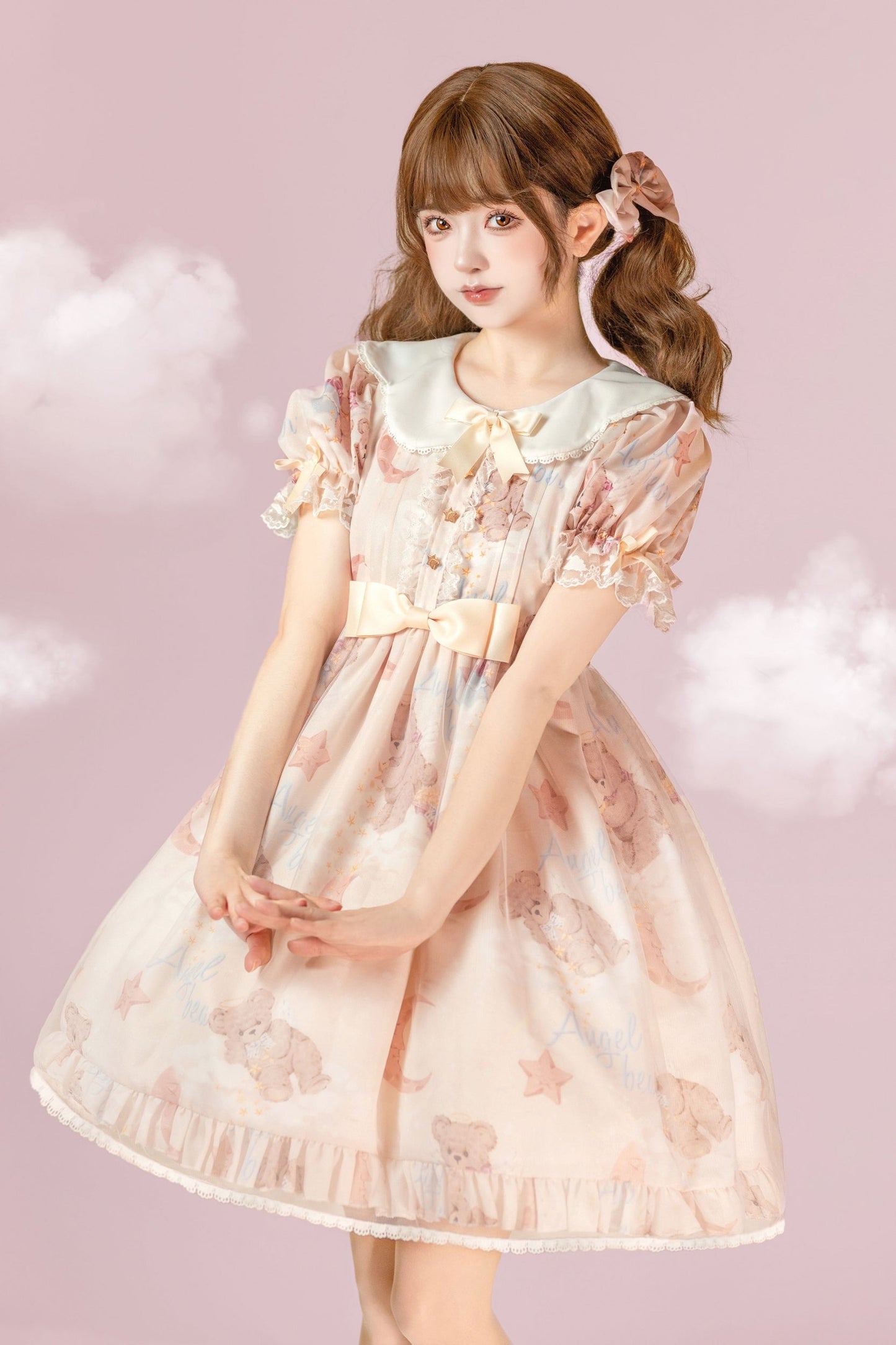 Polaris Lolita - Starry Wish Bear 2.0 - Kawaii Lolita OP Dress with Short Puffy Sleeves