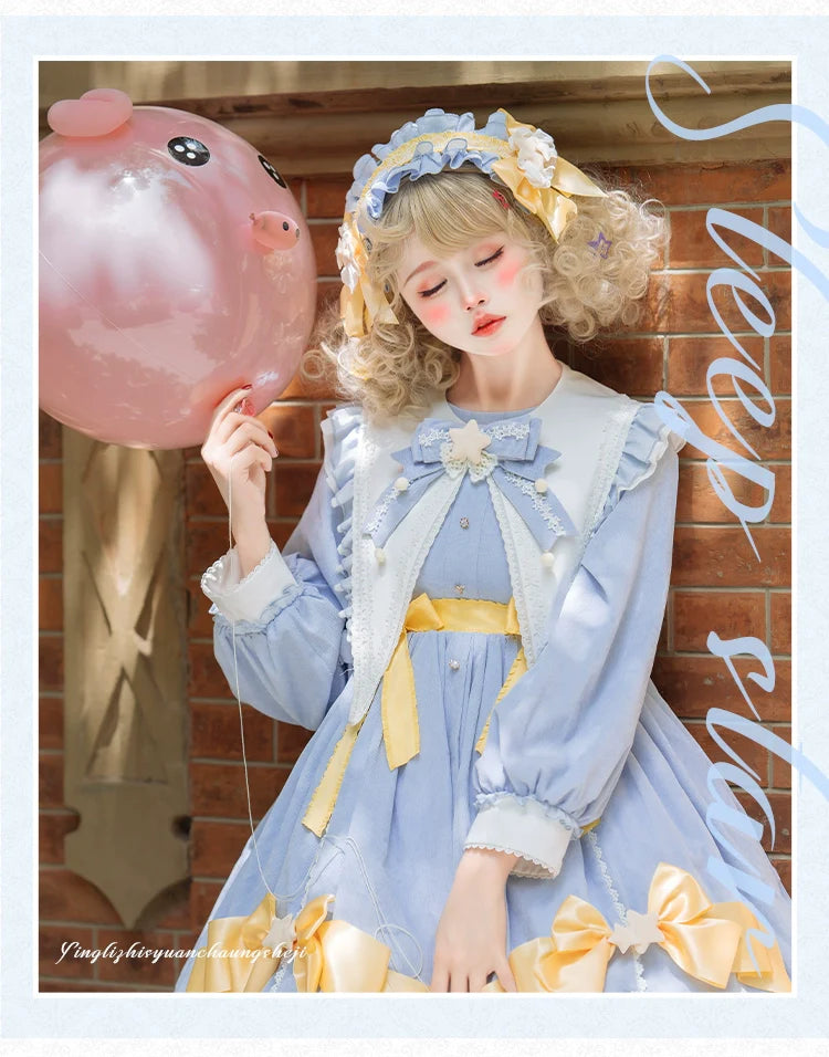 Forest Fluorescent Carps - Sleep Star - Sweet Lolita OP Dress, Long / Short Sleeve