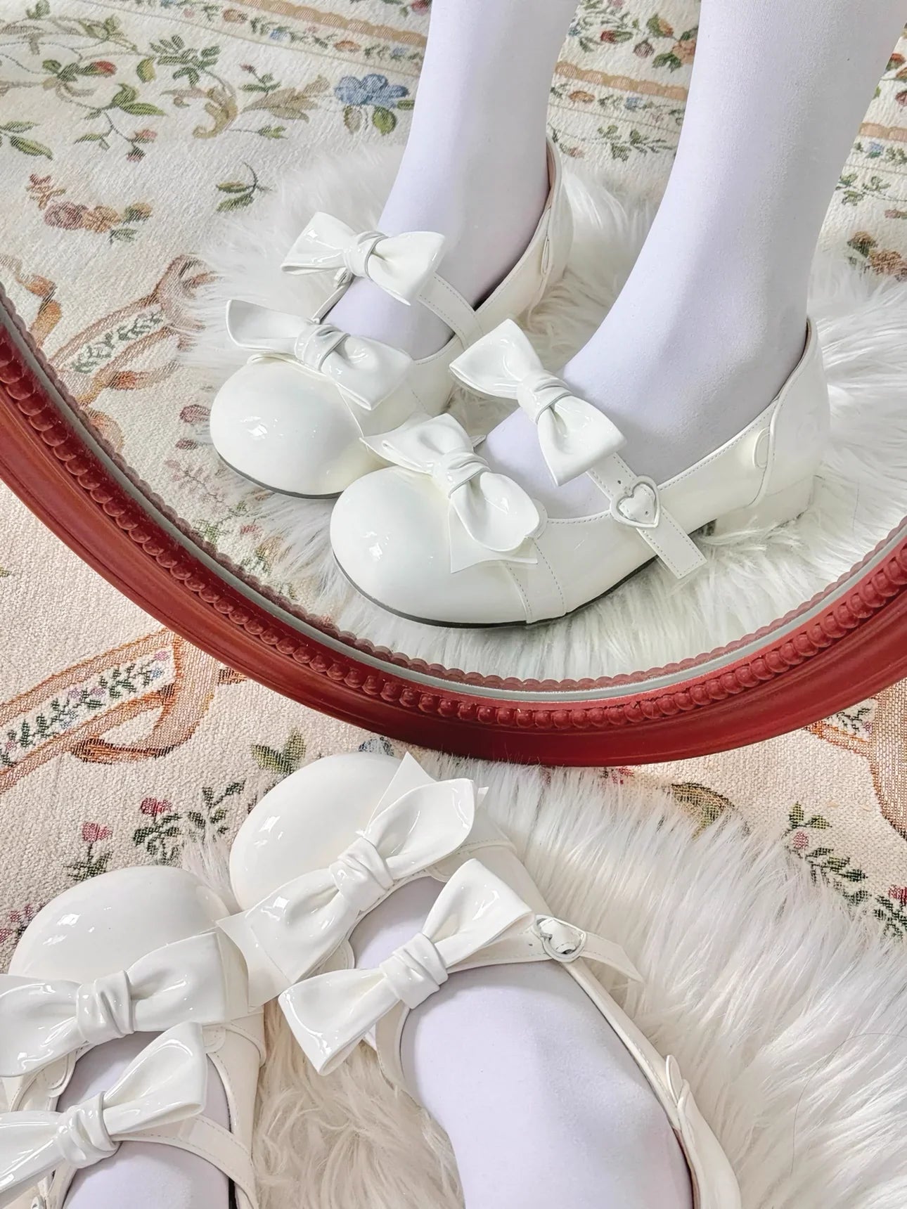 Beauty Bunny - Kawaii Lolita Shoes Low Heels Round Toe PU Shoes