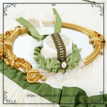 Fox Cherry - Elegant Grass Green Lolita Bow Headdress