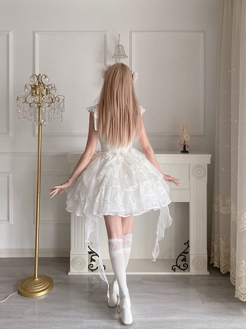 Your princess - Sweet Lolita White Princess Flounce Hemline OP