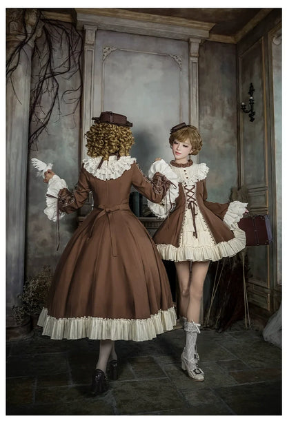 With PUJI - Walnut Box - Classic Lolita OP Dress Suit, Flared Sleeve