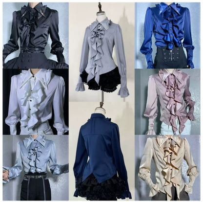 SilentMars - Fallen Moon Rule - Military Lolita Shirt Set Retro Knight Style Blouse