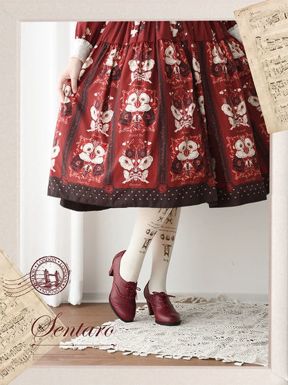 Sentaro - Retro Lolita Heel Shoes Handmade Perforated Strap Leather Shoes