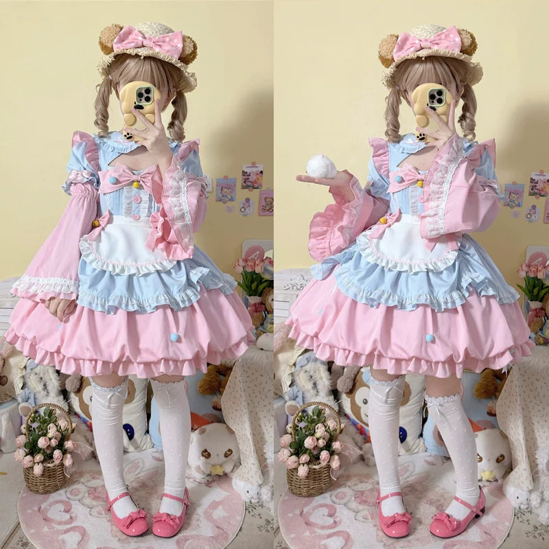 Hanguliang - Cute Maid Lolita Apron OP Dress