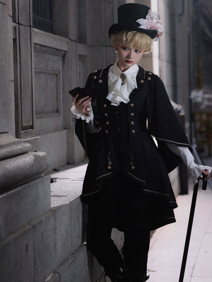 SilentMars - Law of the Fallen Moon - Retro Lolita Vest Coat Suit Knight Style Skirt