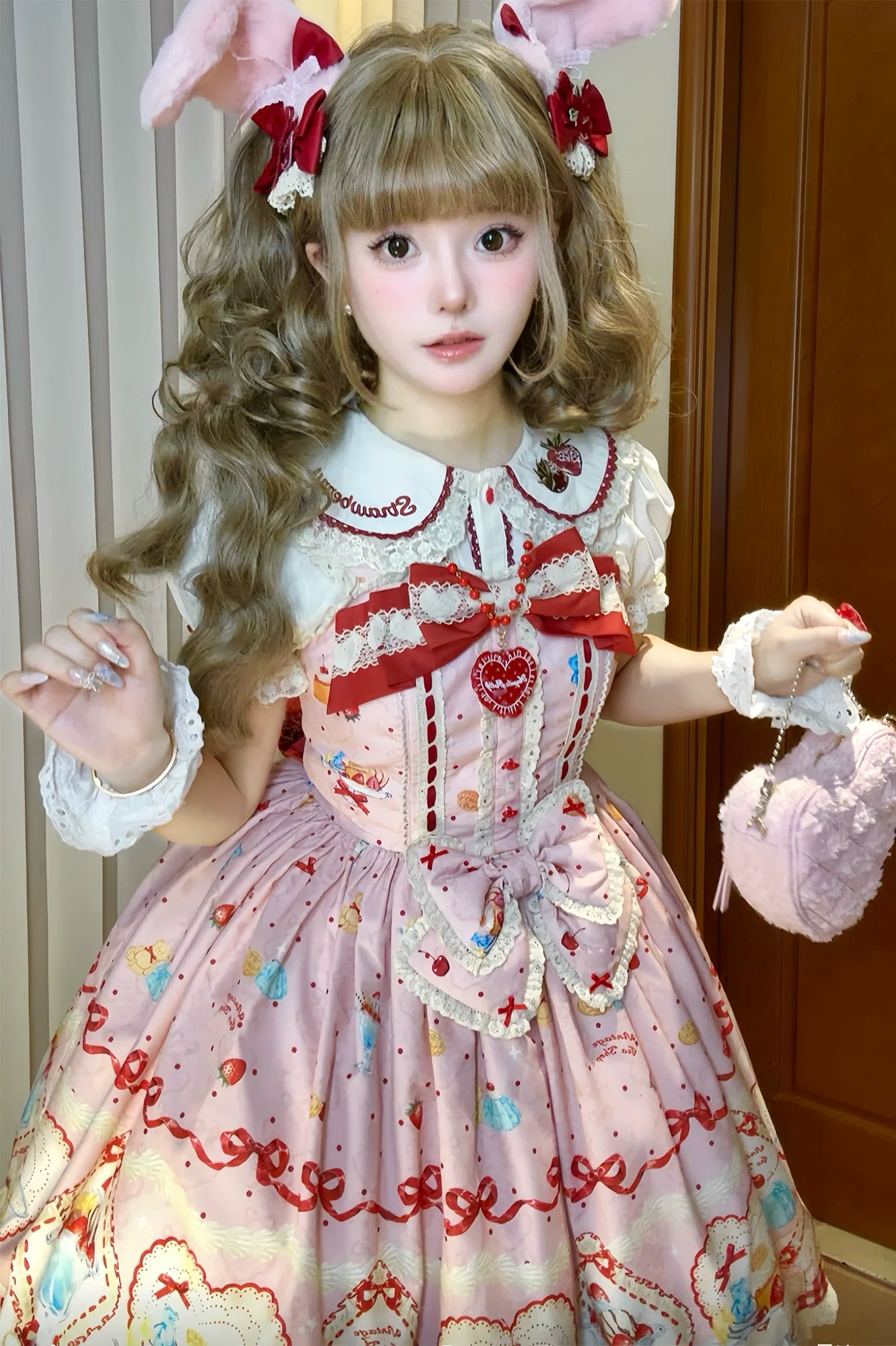 DreamWhale - Showa Dessert Showcase - Kawaii Lolita Dress Suit Pudding-Inspired JSK/Salopette