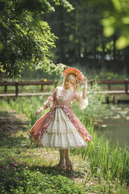 Miss Point - Lilyka Garden - Classic Lolita OP Dress Set Elegant Floral Wall Princess Sleeve