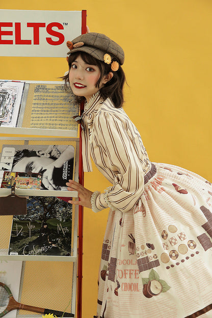 Miss Point - Chocolate Daily Light Sweet Stripe Lolita Blouse