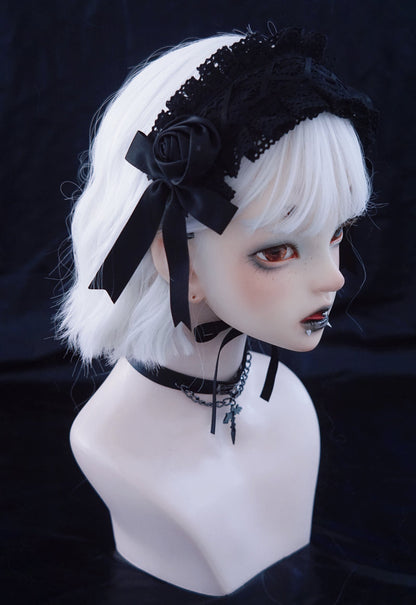 Strange Sugar - Gothic Handmade Black Rose Hairband