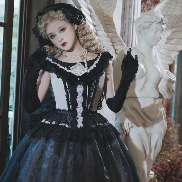 AuroraBorealis - Moonshadow - Gorgeous Wedding Lolita Dress Set Embroidered JSK SK and Bodice