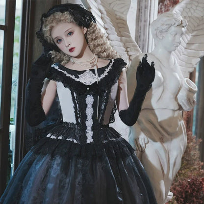 AuroraBorealis - Moonshadow - Gorgeous Wedding Lolita Dress Set Embroidered JSK SK and Bodice