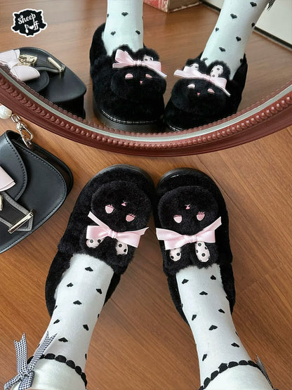 Sheep Puff - Rabbit Fur - Sweet Lolita Shoes Plush Rabbit Winter Lolita Shoes