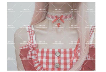 MaoJiang Handmade - Kawaii Red Bow Strawberry Choker
