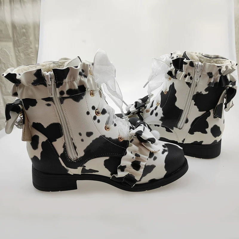Fairy Godmother - Enthusiastic Ideation - Elegant Lolita Shoes Fleeced Short Martin Boots