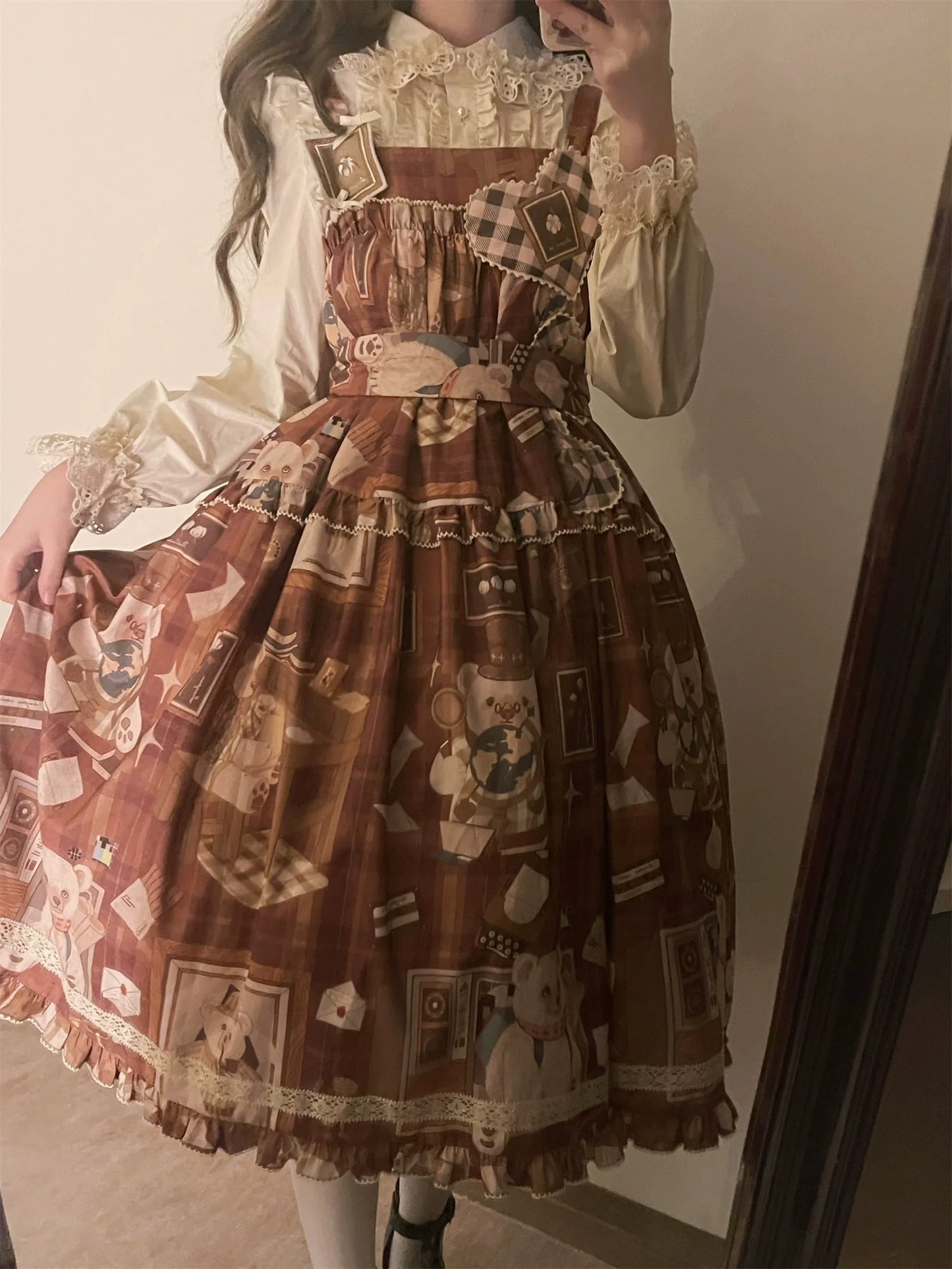 Babyblue - Gretel Bear - Vintage Lolita Dress Teddy Bear Prints Dress