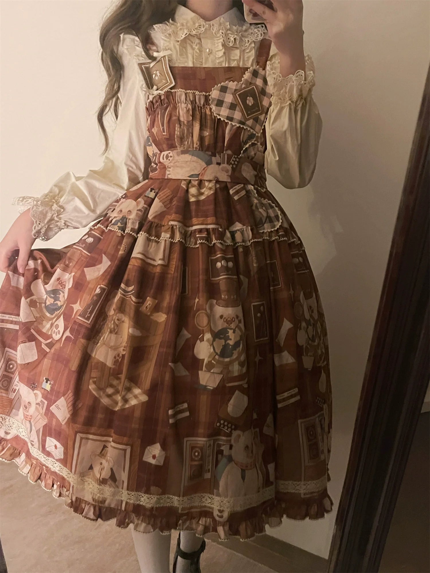 Babyblue - Gretel Bear - Vintage Lolita Dress Teddy Bear Prints Dress