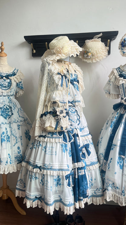 NanShengGe - Mulberry Poem - Country Lolita Printed Dress with Cardigan Set