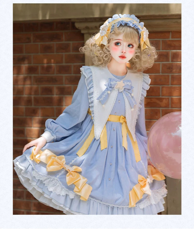 Forest Fluorescent Carps - Sleep Star - Sweet Lolita OP Dress, Long / Short Sleeve