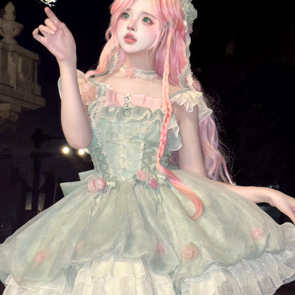 Platycodon House - Floral Magician - Sweet Lolita Dress Floral Print Short Length JSK