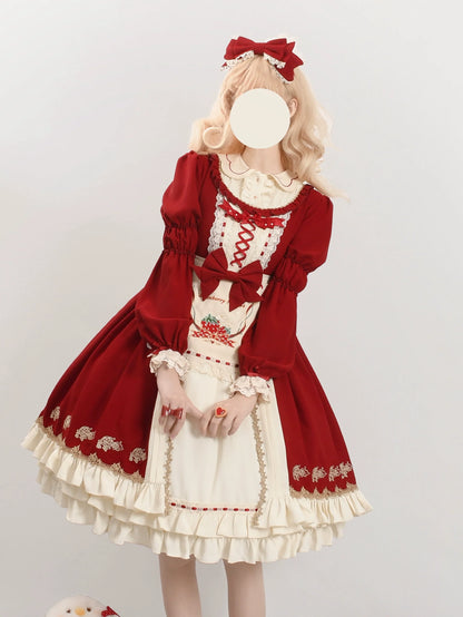Strawberry Witch - Tochigi Girl - Sweet Lolita Strawberry Embroidered Dress