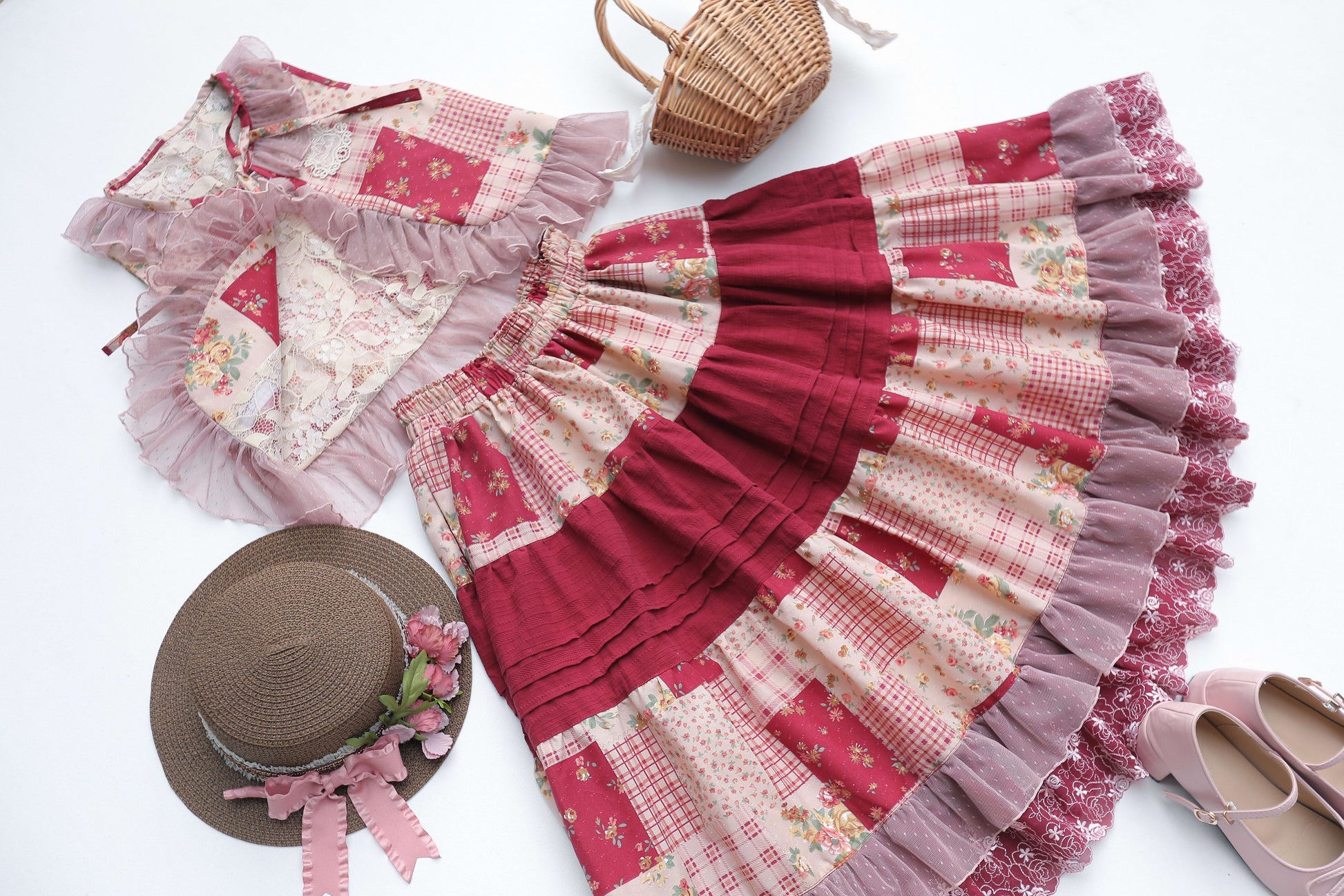 SweetDreamer - Nemo's Garden - Country Lolita Patchwork Skirt