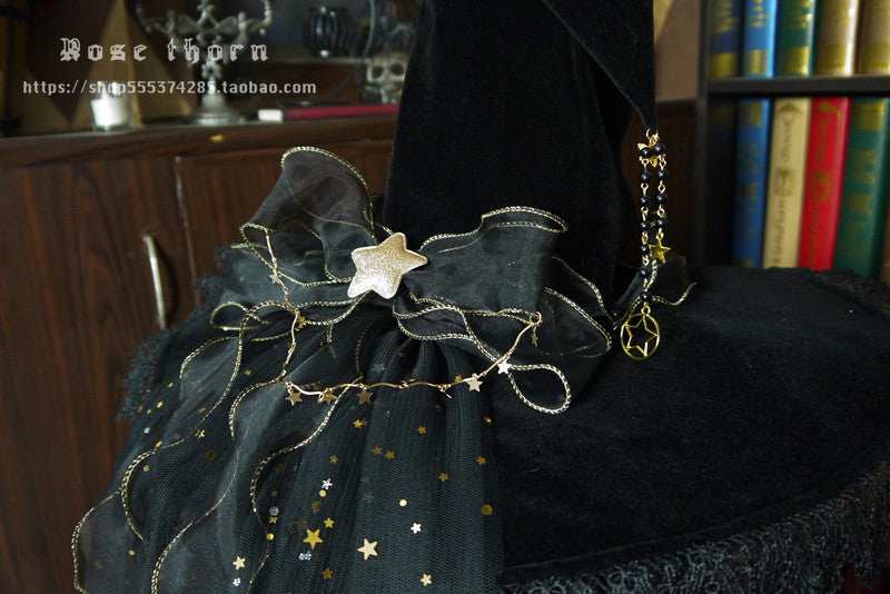 Rose Thorn - Twinkle Veil Lolita Halloween Witch Hat