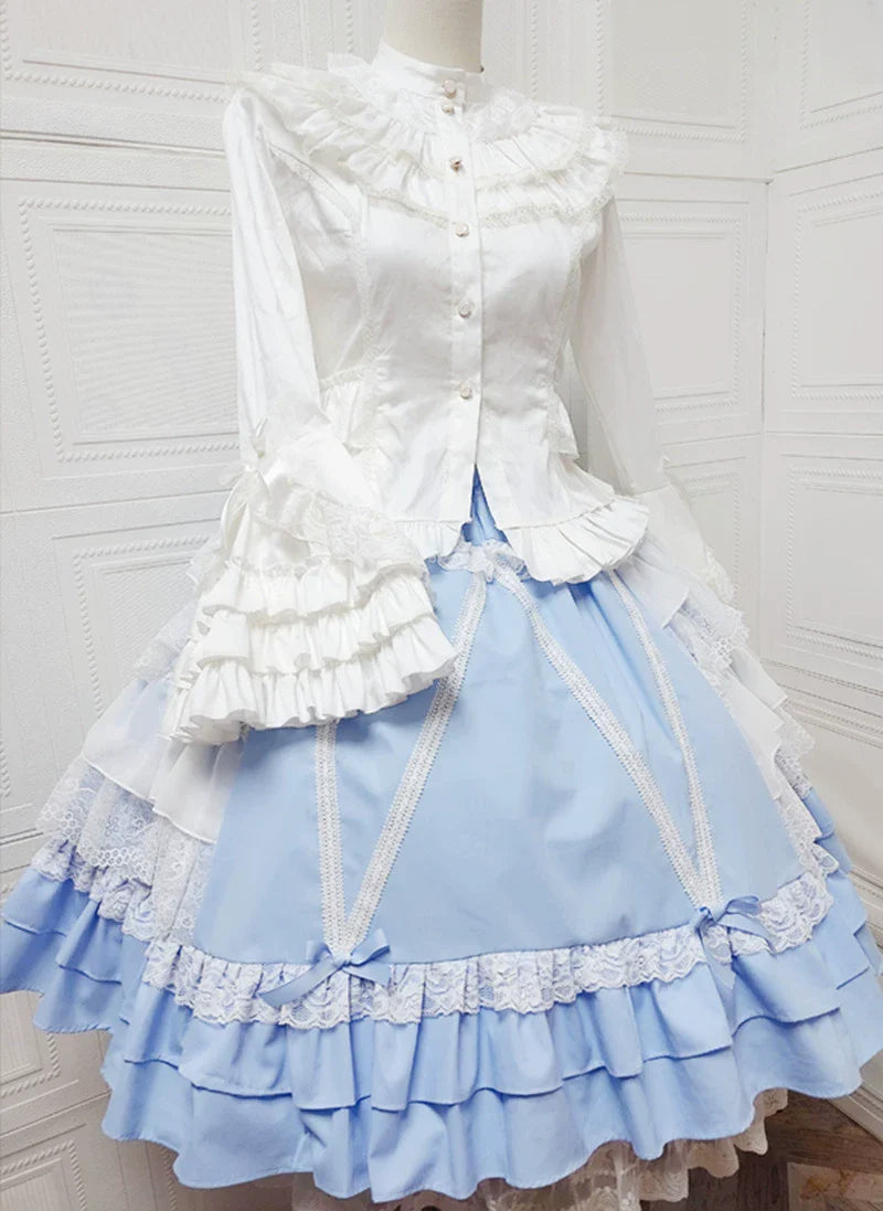 Sweet Angel - Japanese Sweet Lolita Skirt Retro Showa Knee Cake Dress