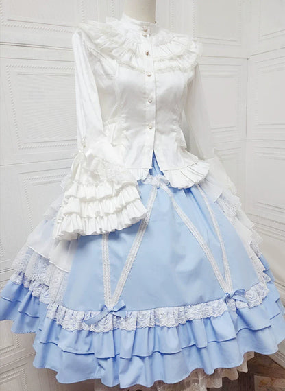 Sweet Angel - Japanese Sweet Lolita Skirt Retro Showa Knee Cake Dress