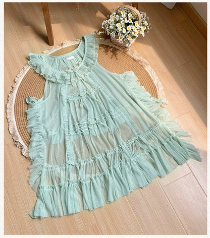 With PUJI - Letters and Poetry - Classic Lolita Tulle Over-Skirt for Summer