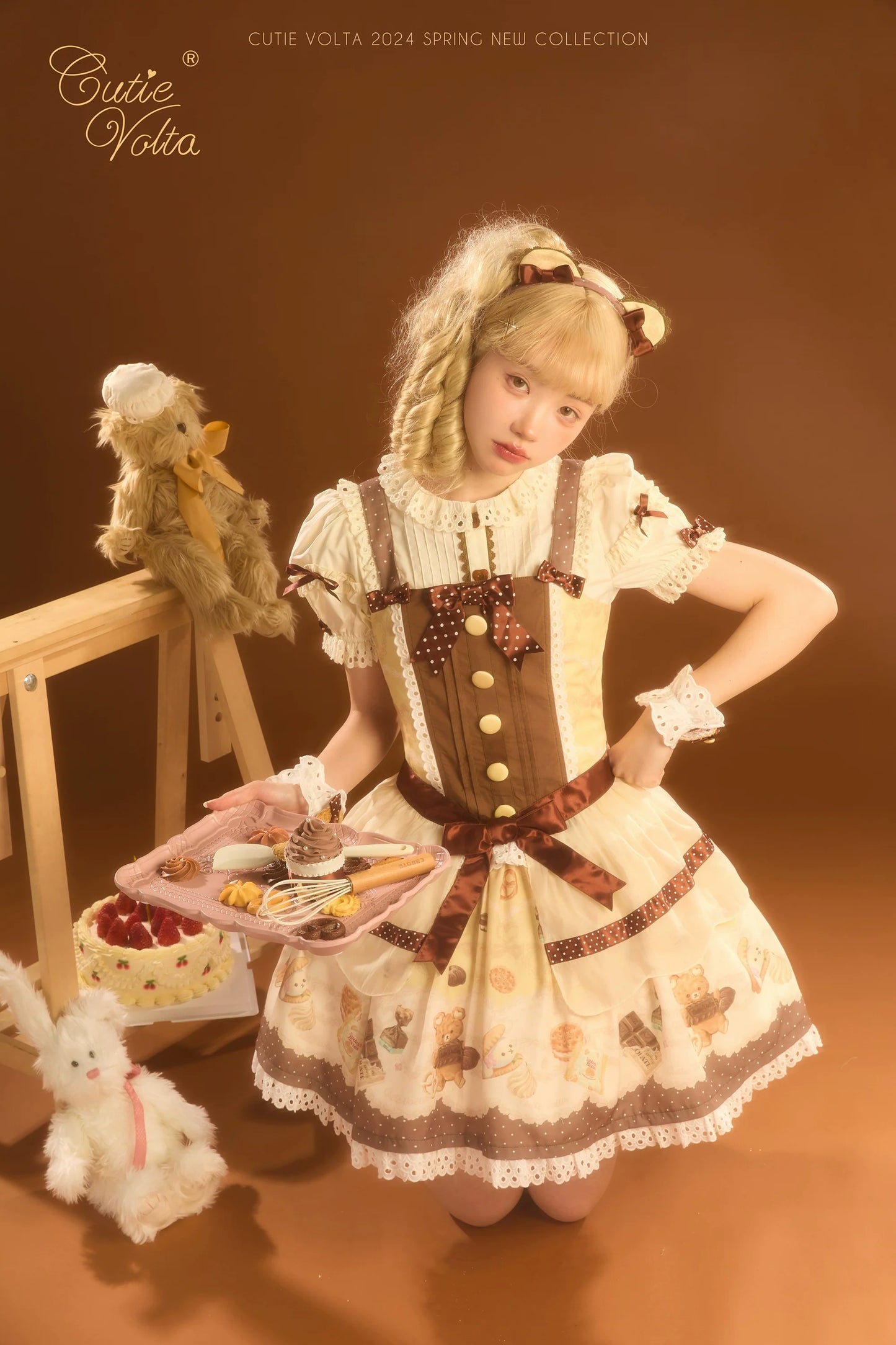 CutieVolta - Blissful Confectionery - Sweet Lolita OP Dress Bear Print JSK