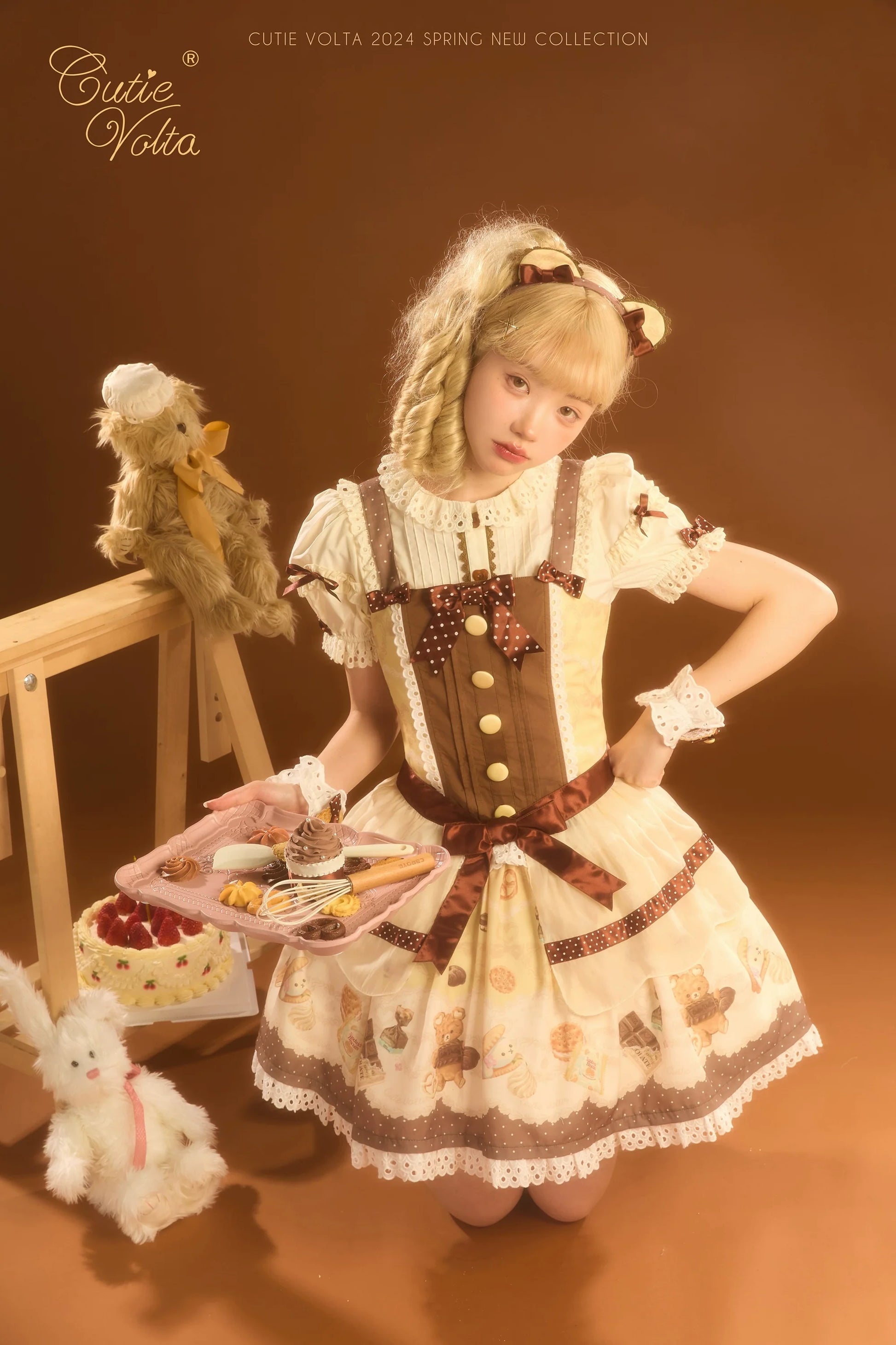 CutieVolta - Blissful Confectionery - Sweet Lolita OP Dress Bear Print JSK