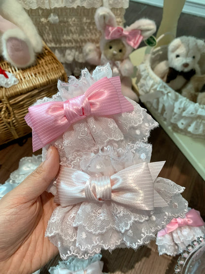 Roji Roji - Sweet Lolita Lace Bow Cuffs, Elastic Wrist