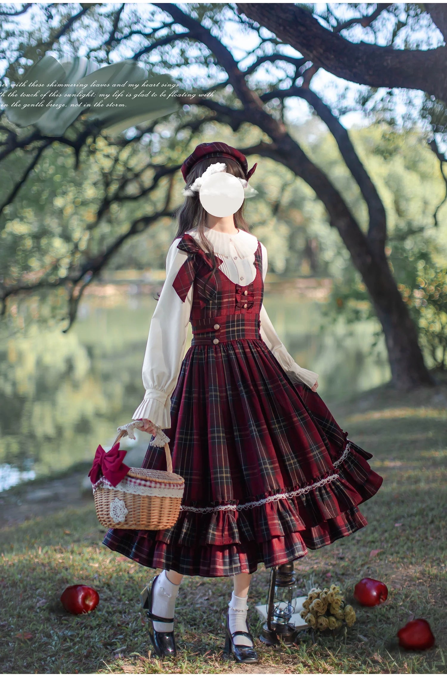 HuTaoMuJK - Little Red Riding Hood - Vintage Lolita Cape & JSK Dress Set