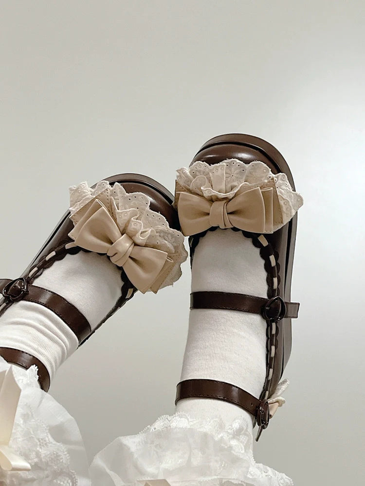 Jiujiu Lolita - Milky Puff - Sweet Lolita Heels Shoes, Round Toe With Petite Wedge