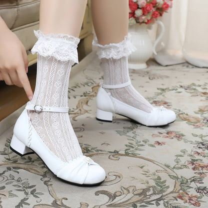 Sosic - Shell Dew - Sweet Lolita Bow Round Toe Shoes